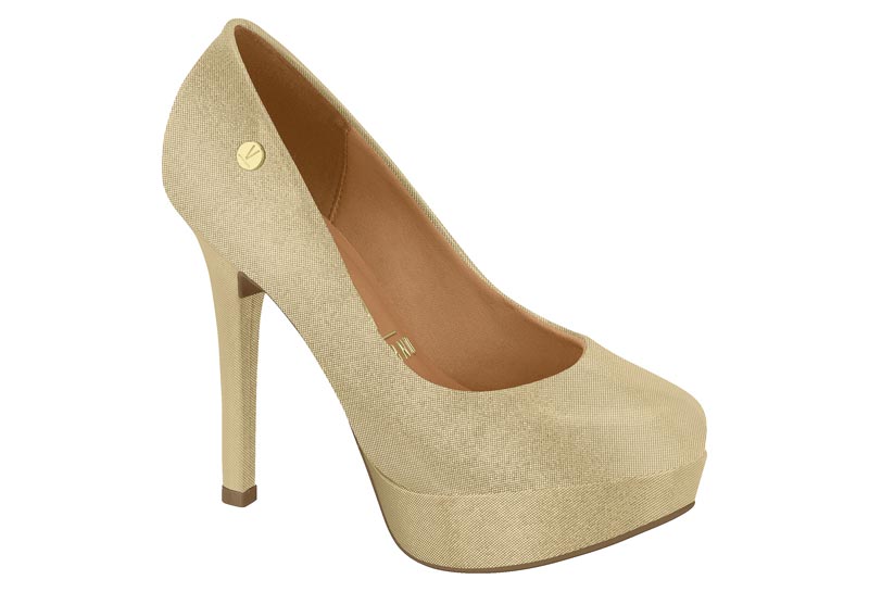 Zapato Cerrado Alto Dama 1830501 Stiletto Clásico Confort Dorado