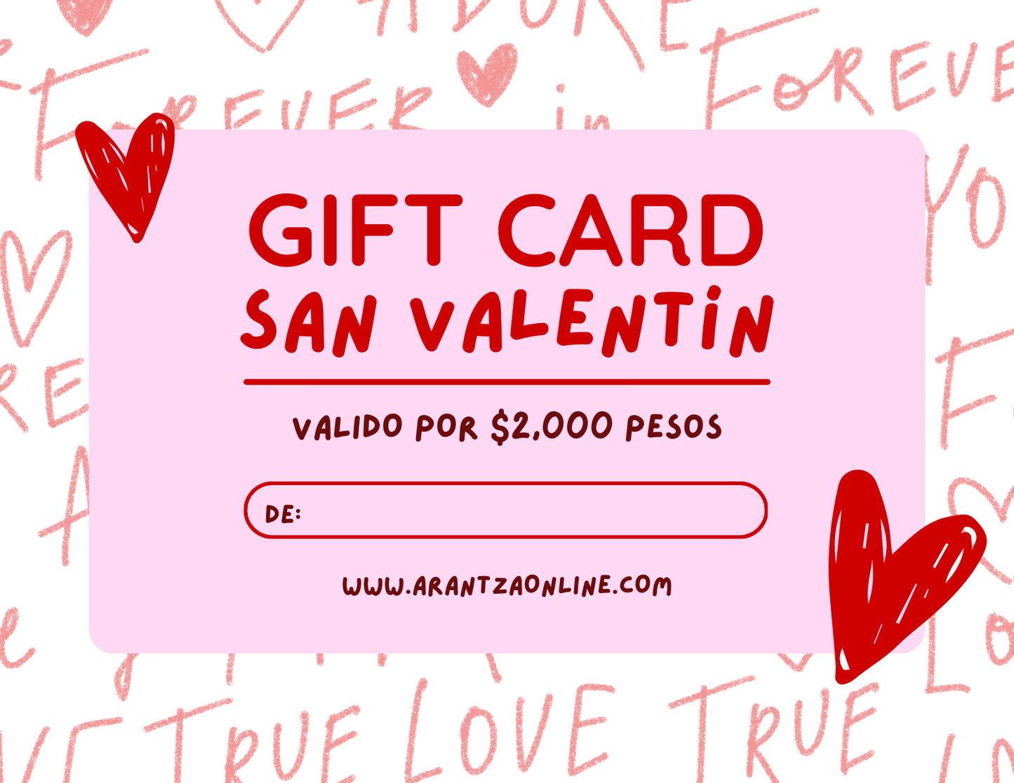 Gift Card $2,000 pesos