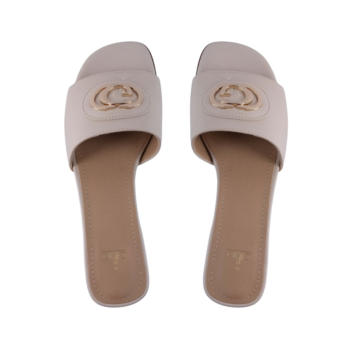 Sandalias Beige Herraje Dorado Mujer 925014
