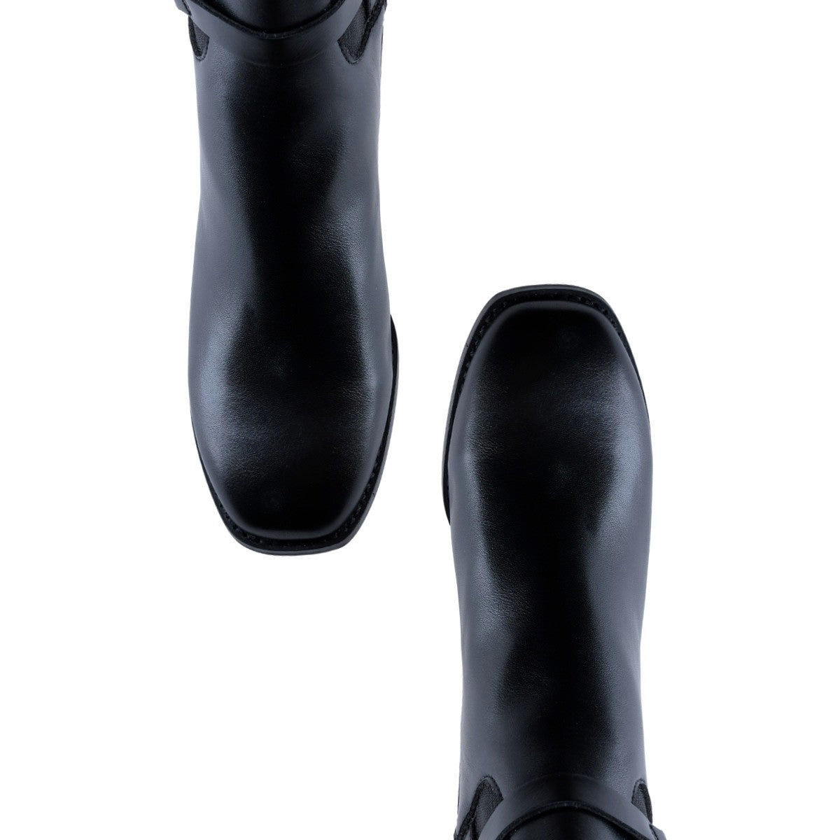 Botín casual negro para mujer con tacón y panel textil