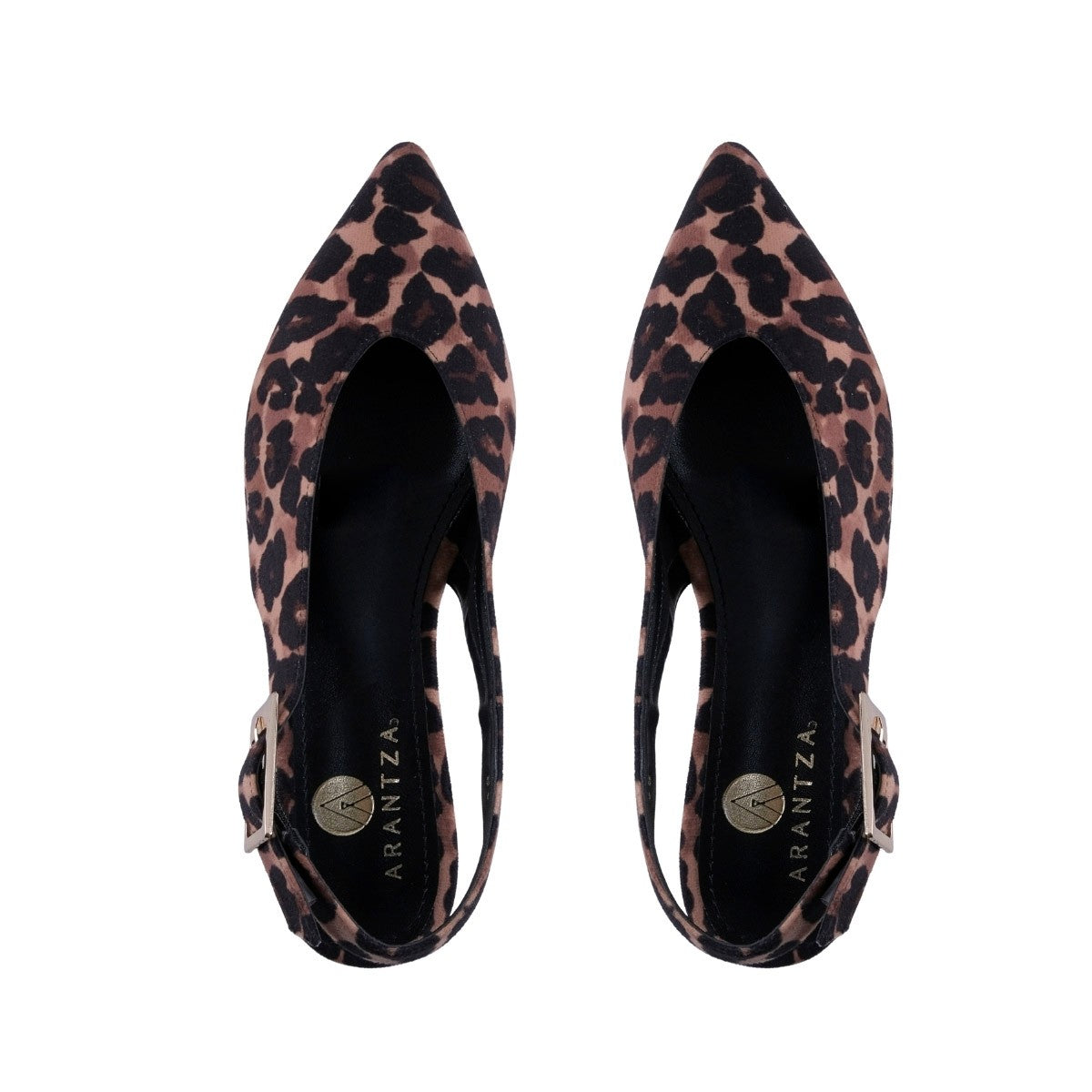 Zapato de tacón bajo mujer con estampado leopardo y cierre de hebilla