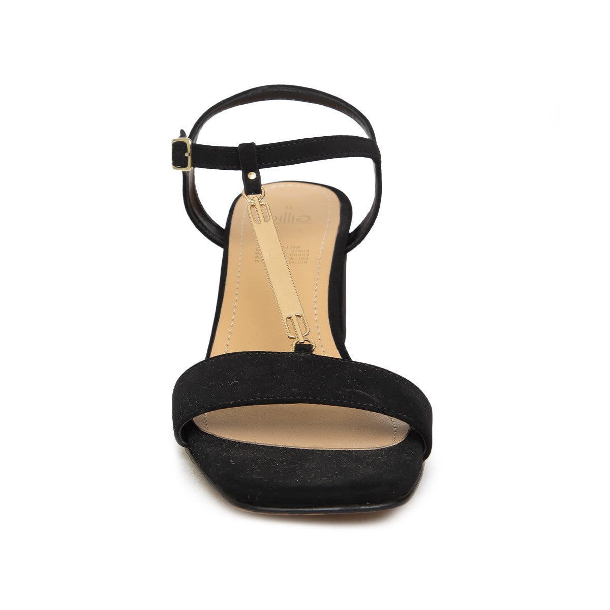 Sandalia de Tacón Negro con Detalle Dorado 892002 – arantzamx