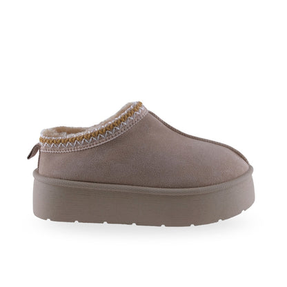Pantuflas Camel Plataforma Peluche Mujer 25028