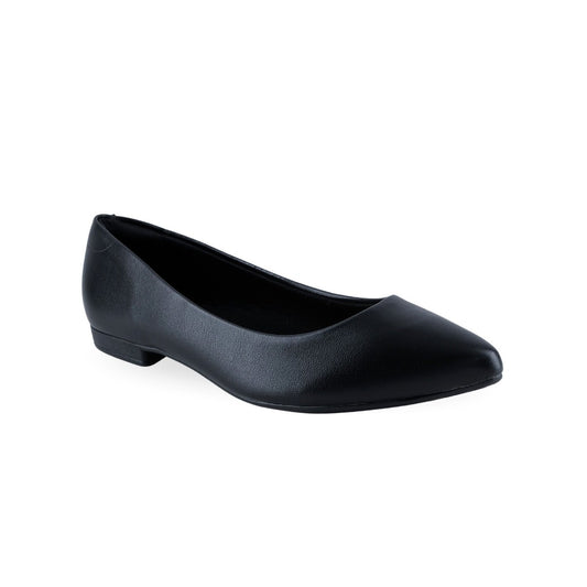 Flat balerina negro de puntera puntiaguda para mujer