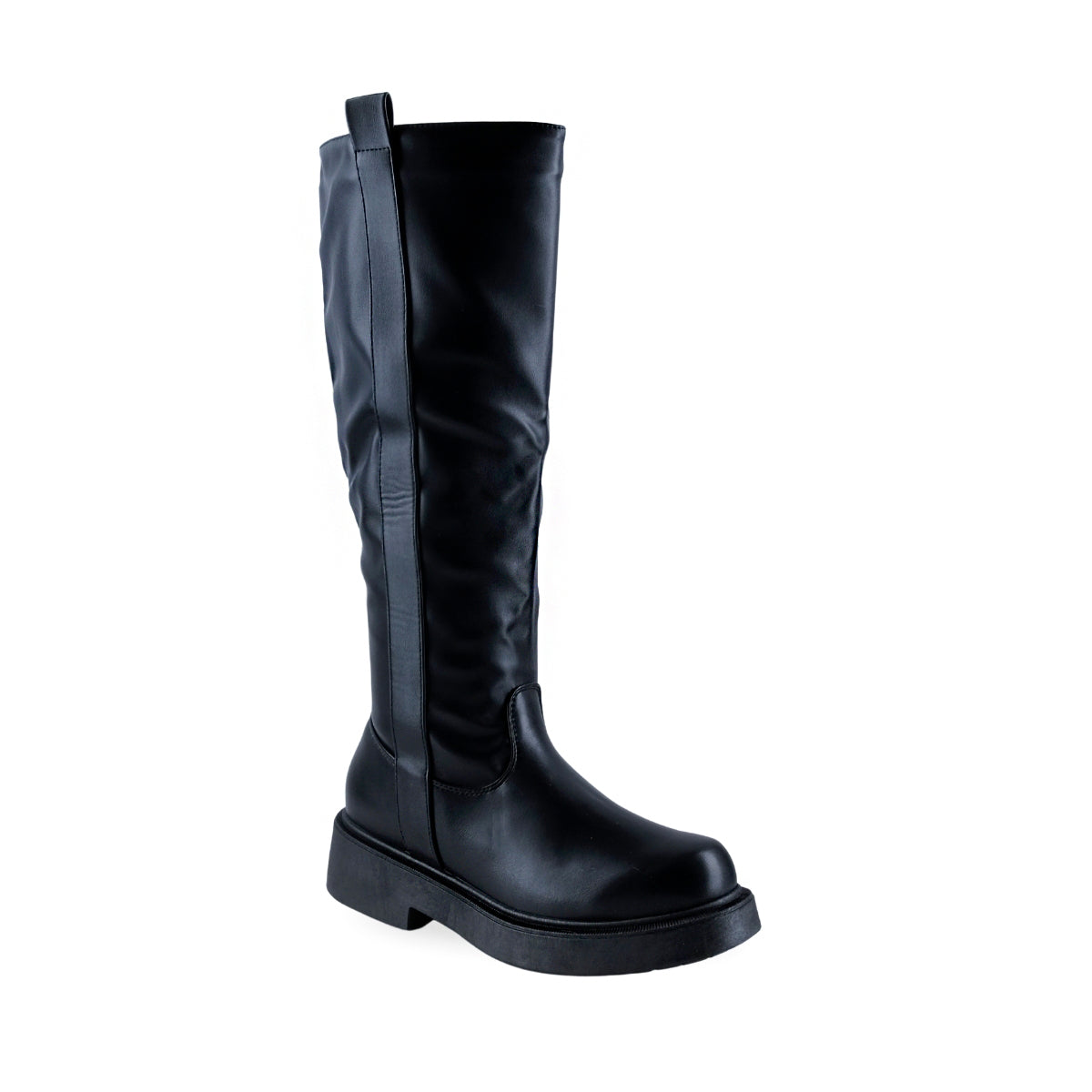 Bota alta negra para mujer con suela chunky