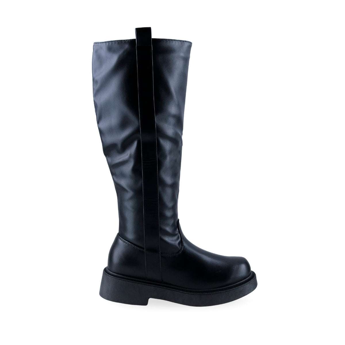Bota negra de caña alta para mujer con plataforma