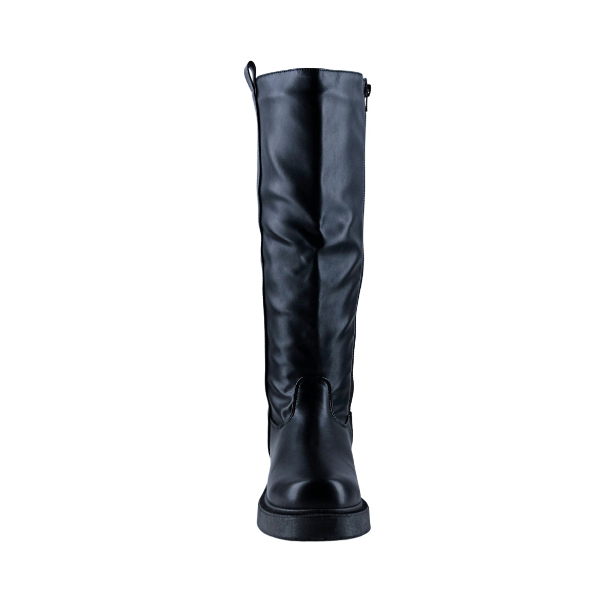 Bota negra chunky para mujer con punta redondeada