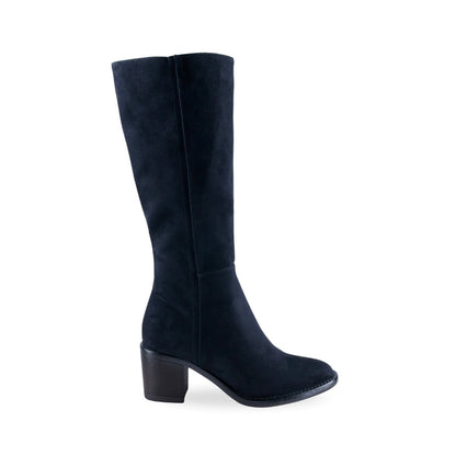 Bota Berlin negra de caña alta y tacón ancho