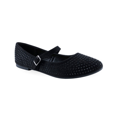 Balerina Mary Jane negra para mujer con brillos