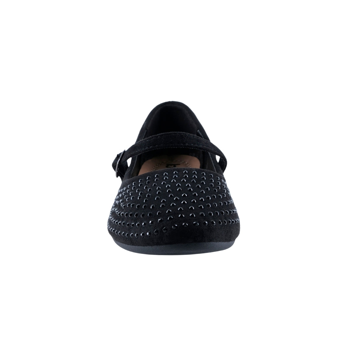 Zapato plano negro para mujer con detalles de brillos