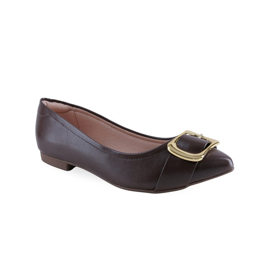 Zapatilla Flat Chocolate con Hebilla Dorada