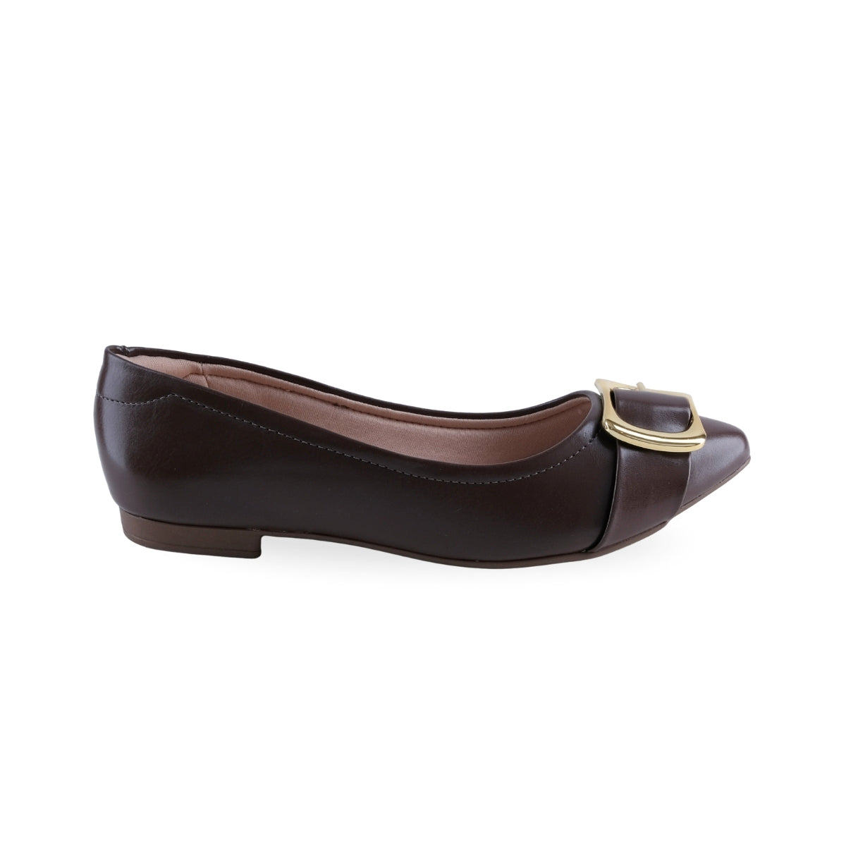 Zapatilla Flat Chocolate con Hebilla Dorada