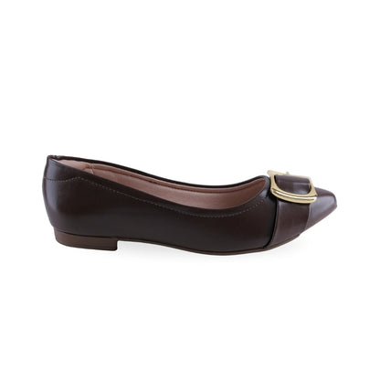 Zapatilla Flat Chocolate con Hebilla Dorada