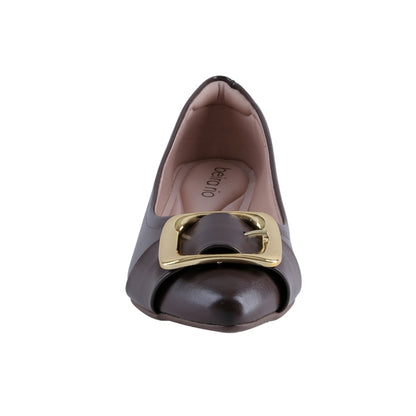 Zapatilla Flat Chocolate con Hebilla Dorada