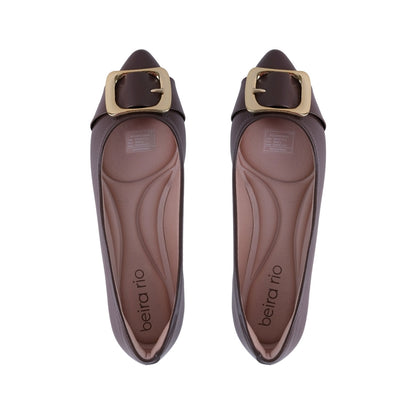 Zapatilla Flat Chocolate con Hebilla Dorada