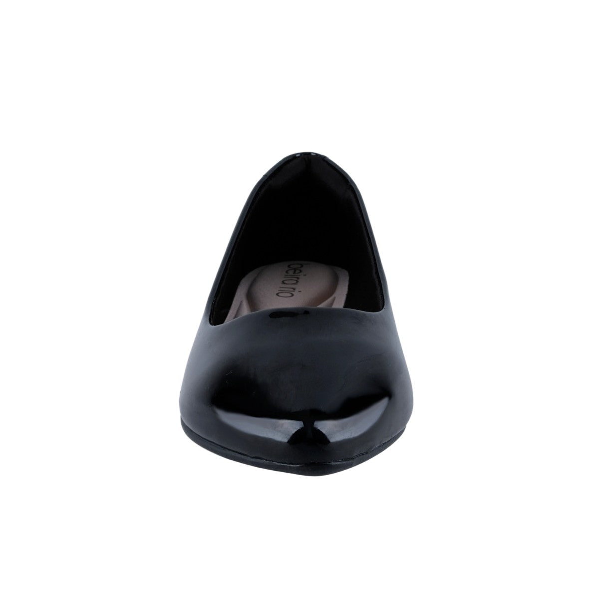 Flat casual de charol negro vista lateral