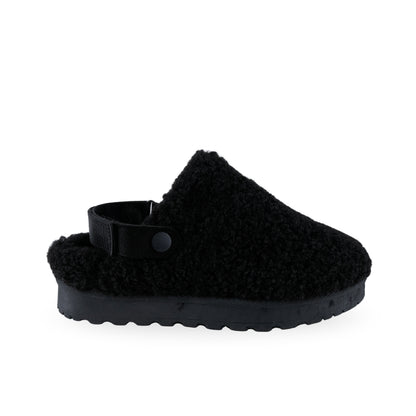 Pantufla negra afelpada para mujer