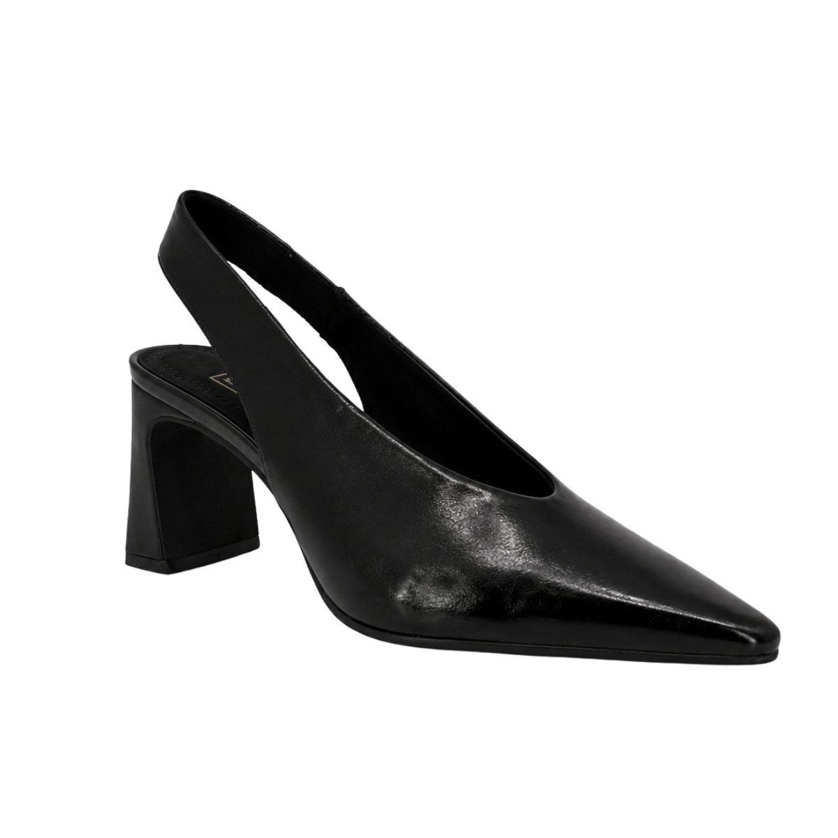 Zapato slingback negro para mujer con tacón ancho