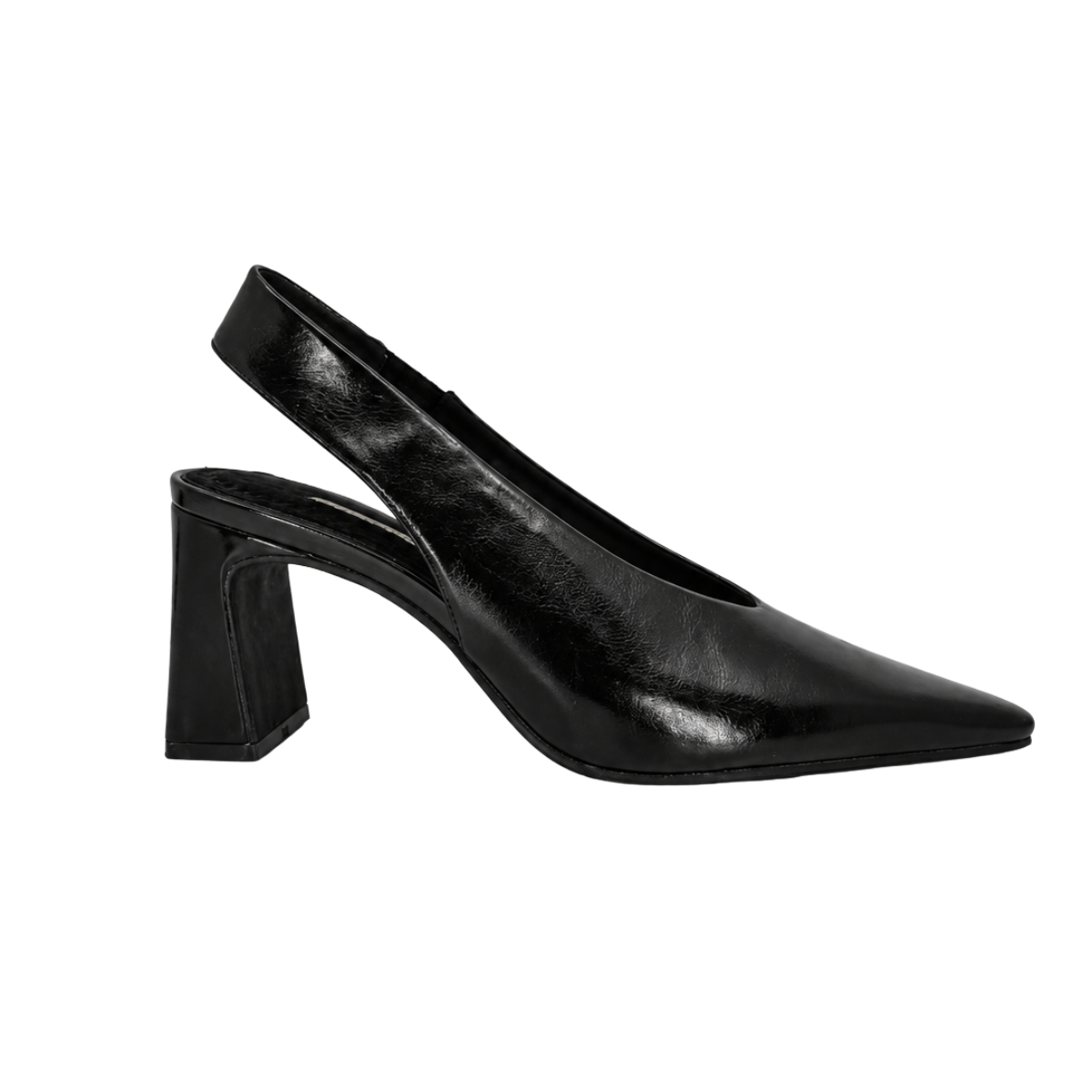 Zapato de tacón negro para mujer con punta fina