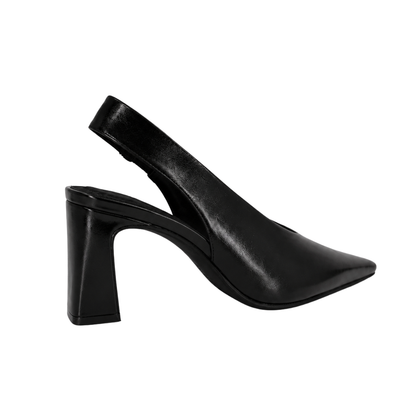 Slingback negro para dama con tacón ancho y talón abierto
