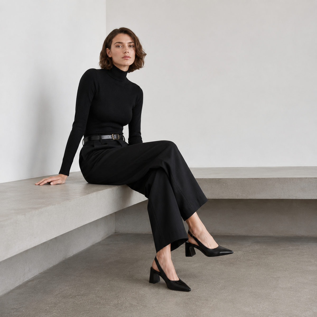 acón slingback negro para mujer elegante y versátil