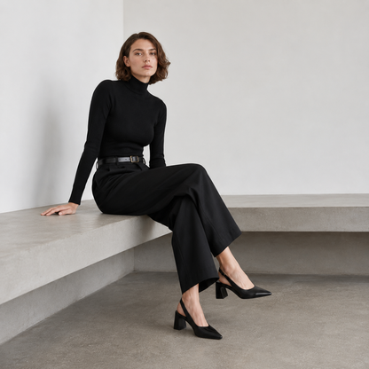 acón slingback negro para mujer elegante y versátil