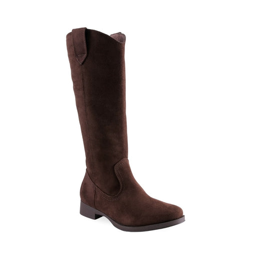 Bota alta café para mujer estilo western