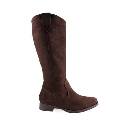 Bota vaquera café para mujer de caña alta