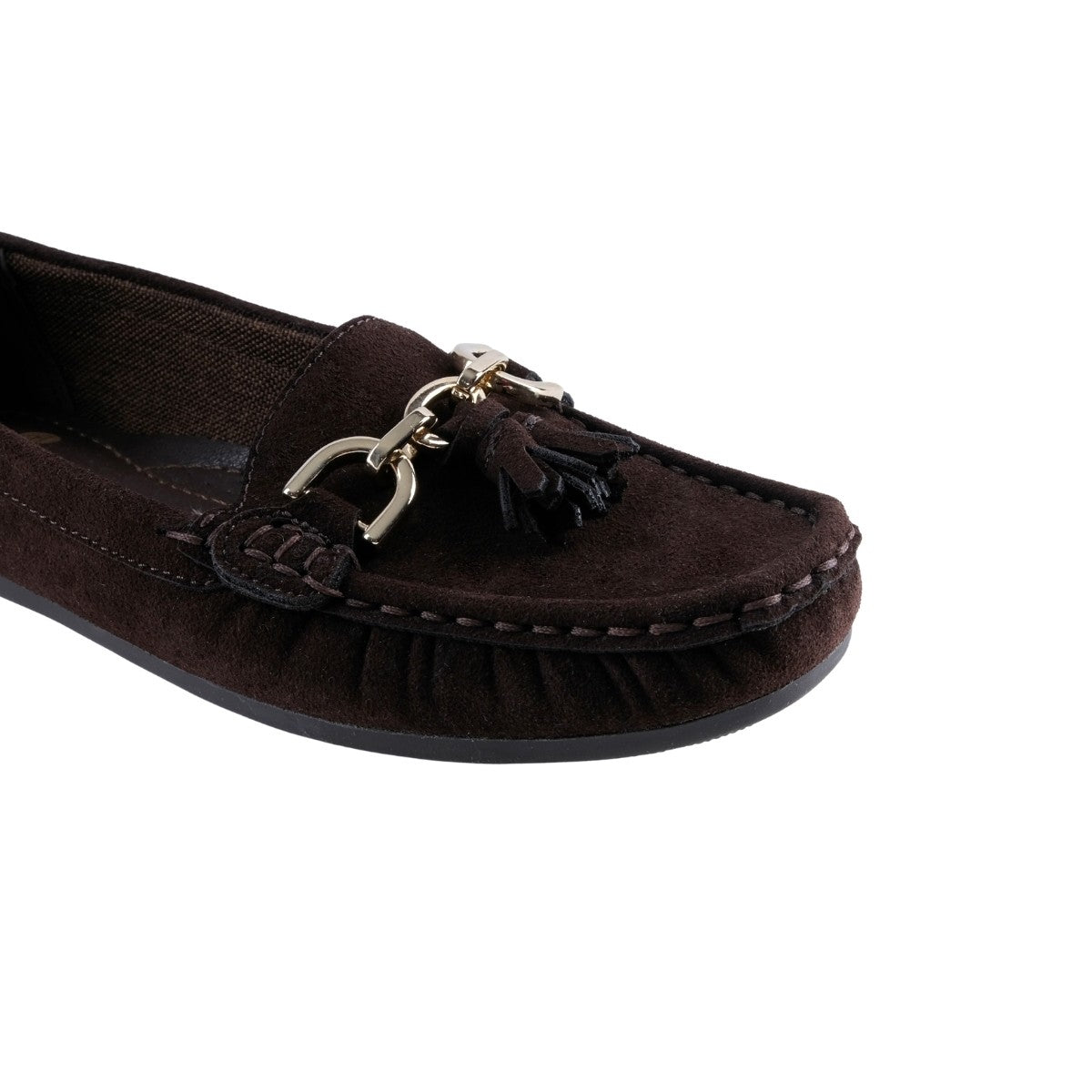 Zapato plano café para mujer estilo mocasín