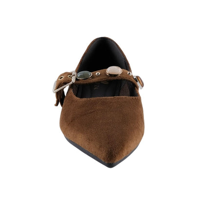 Zapato de gamuza tabaco con correa para mujer Dul