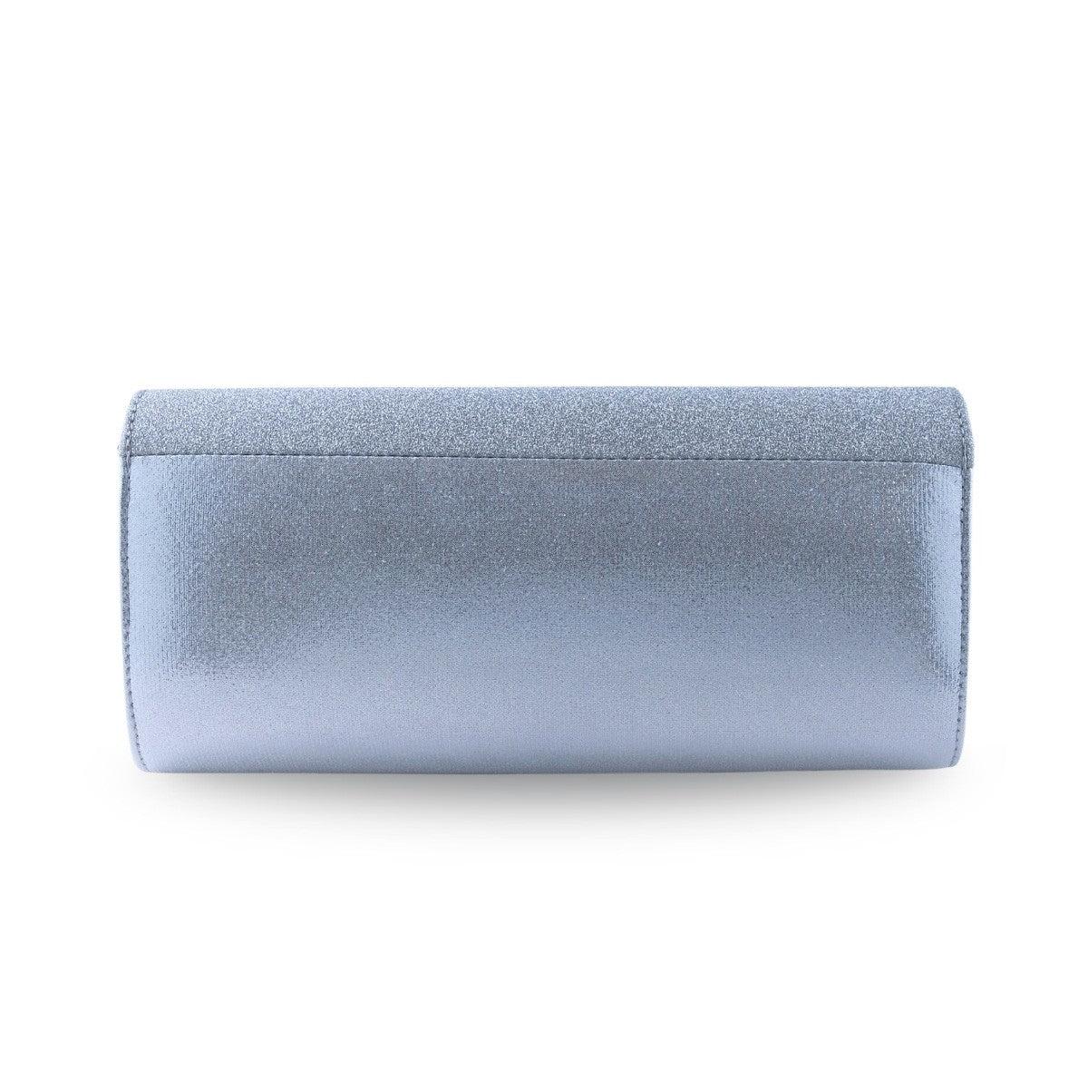 Clutch de noche color plata con cadena delgada al hombro para boda