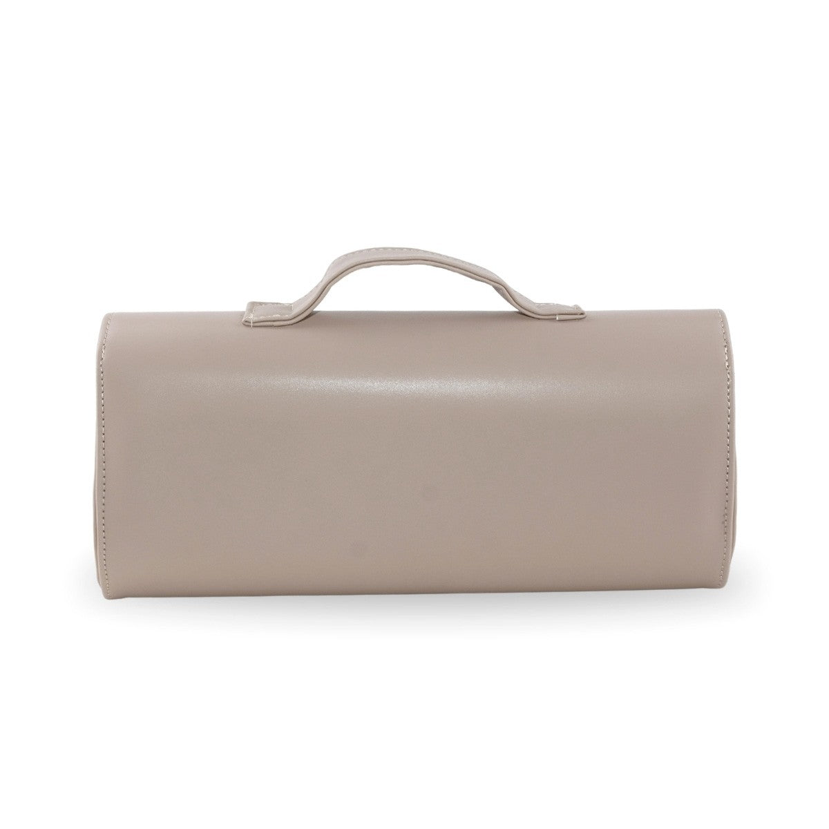 Bolsa de mano en napa sintética beige silueta alargada para fiesta y diario