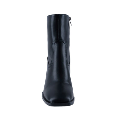 Botín negro para dama con tacón y diseño minimalista
