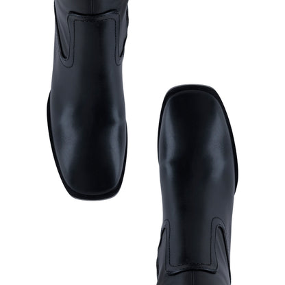 Bota de tobillo negra para mujer con tacón ancho