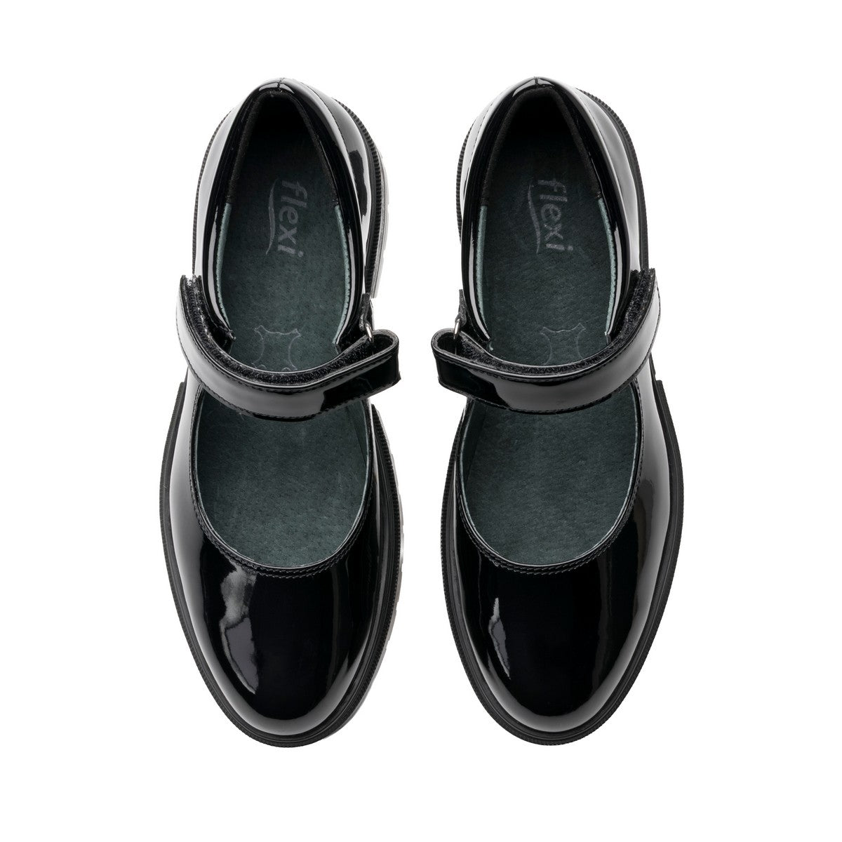 Zapato casual de charol negro para oficina y escuela