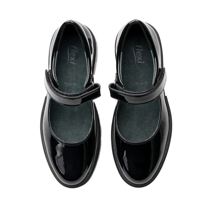 Zapato casual de charol negro para oficina y escuela