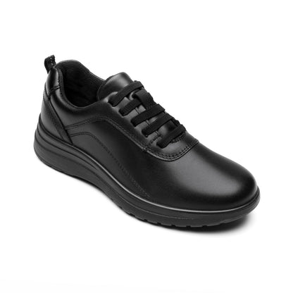 Tenis urbano negro para mujer de napa sintética con agujetas planas