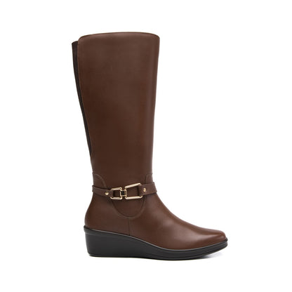 Bota FLEXI café Dark Tan de piel para mujer