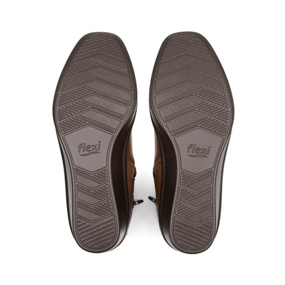 Bota alta de piel café FLEXI para mujer