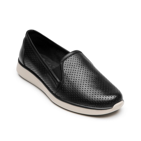 Mocasín FLEXI 142901 negro de piel para mujer
