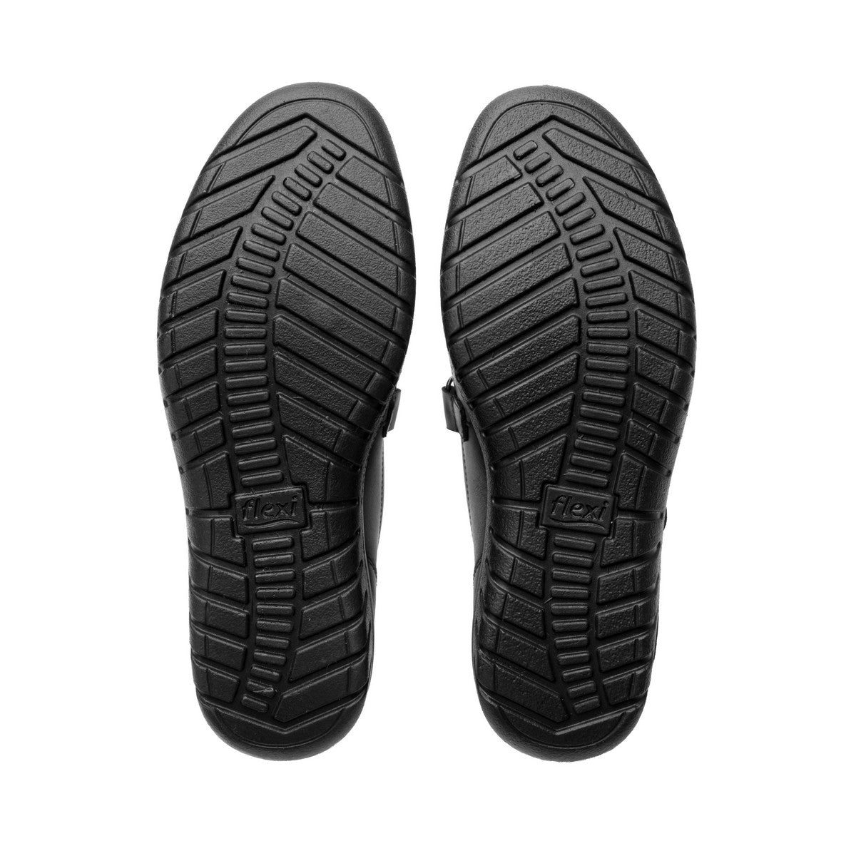 Calzado flat negro tipo con suela sintética dentada