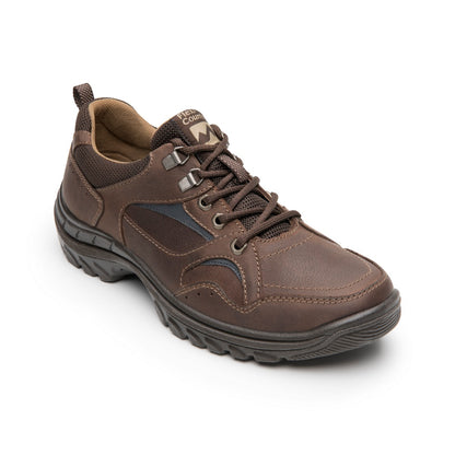 Zapato casual café para caballero con agujetas y suela tractora