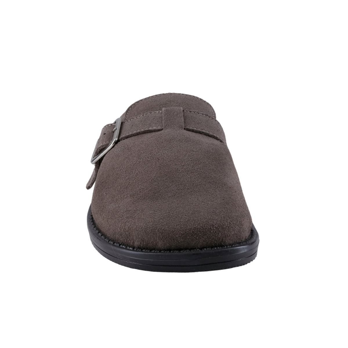 Mocasín de gamuza gris con hebilla para hombre