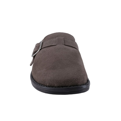 Mocasín de gamuza gris con hebilla para hombre