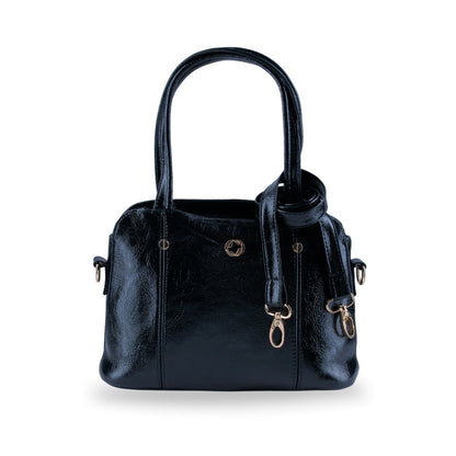 Bolsa de mano femenina negra charol para diario y oficina