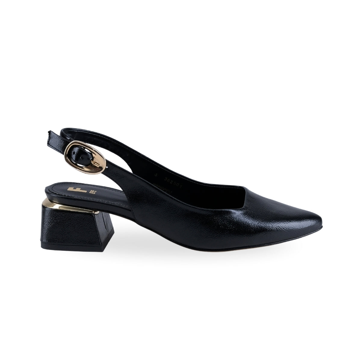 Zapato de tacón negro para dama con punta fina