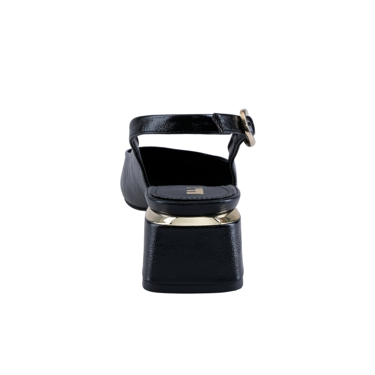 Slingback negro de mujer con correa ajustable y hebilla