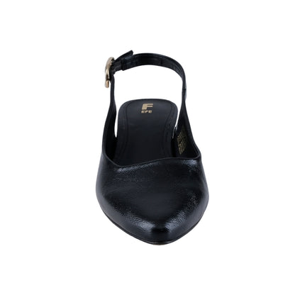 Zapato elegante negro para mujer con tacón ancho bajo
