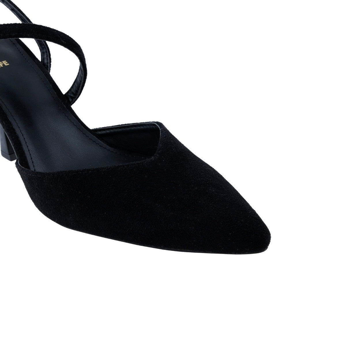 Zapatilla elegante FE negra con correa ajustable