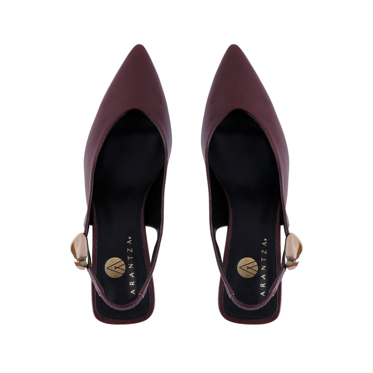 Zapatilla de tacón vino Arantza para oficina y ocasiones elegantes